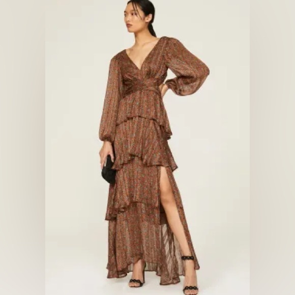 ASTR the label Elegant Brown Floral Maxi Dress - Picture 3 of 5